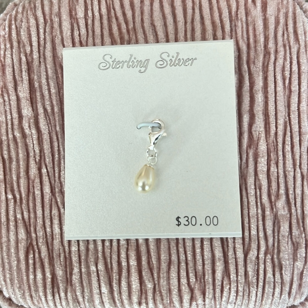 SILVER Pearl Charm